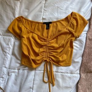 Forever 21 yellow scrunch crop top size small.